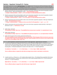 Statistics – Hypothesis Testing (Ch 9) – Review. KEY