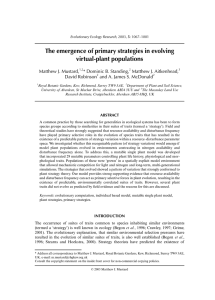 The emergence of primary strategies in evolving virtual