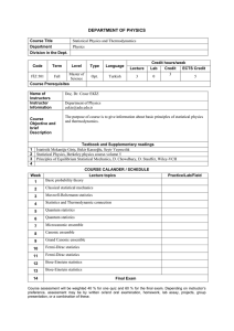 DEPARTMENT OF PHYSICS Course Title Statistical Physics and