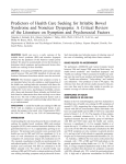 Predictors of Health Care Seeking for Irritable Bowel Syndrome and