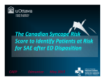 The Canadian Syncope Risk Score to Identify Patients at Risk for