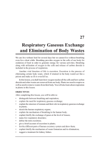 Respiratory Gaseous Exchange and Elimination of Body Wastes