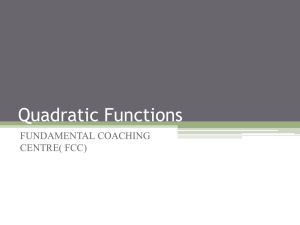 Quadratic Functions - Fundamental Coaching Centre