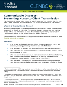 Communicable Diseases - Preventing Nurse to Client Transmission