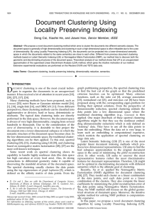 Document Clustering Using Locality Preserving Indexing