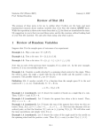 Review of Stat 251 1 Review of Random Variables