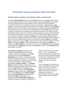 Performance reviews on business ethics and morals