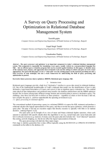 A Survey on Query Processing and Optimization