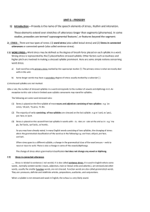 UNIT 6 – PROSODY 1) Introduction – Prosody is the name of the