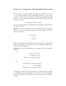 Section 2.4: Arguments with Quantified Statements