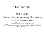Occultations with Video - Asteroid Occultation Predictions