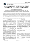 AN ANALYSIS ON TEXT MINING -TEXT RETRIEVAL AND TEXT