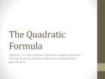 The Quadratic Formula PowerPoint
