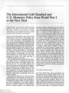 International Gold Standard and US Moentary Policy from World War