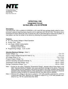 NTE27C64−15D Integrated Circuit 64 Kbit (8Kb x 8) UV EPROM