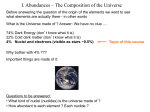 I. Abundances – The Composition of the Universe