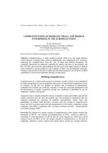 competitiveness of domestic small and medium enterprises in the