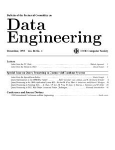 Special Issue on Query Processing in Commercial Database Systems