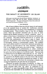 THE IMPACT OF MODERNITY ON ISLAM
