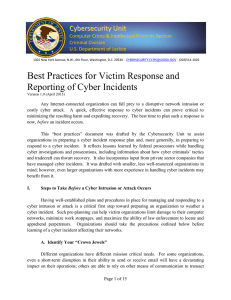 Best Practices for Victim Response and Reporting of Cyber Incidents