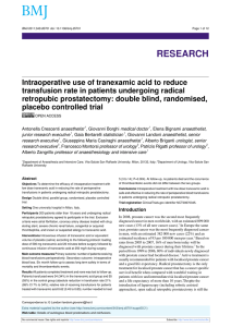 Intraoperative use of tranexamic acid to reduce transfusion rate in