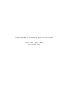Algorithms for Manipulating Algebraic Functions