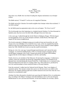 Page 1 Judaism The Rev. Roger Fritts March 3, 2013 Once there