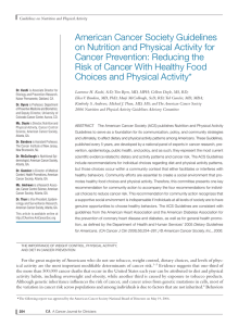 American Cancer Society Guidelines on Nutrition and