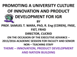 PROMOTING A UNIVERSITY CULTURE OF INNOVATION AND