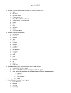 Egypt Study Guide 1. Be able to locate the following on a map and