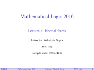 Mathematical Logic 2016 Lecture 4: Normal forms
