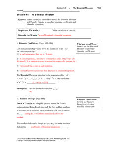 Section 9.5 The Binomial Theorem