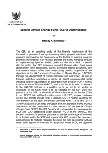 Special Climate Change Fund : Opportunities*