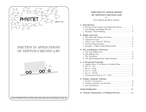 FRICTION IN APPLICATIONS OF NEWTON`S SECOND LAW