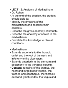 • LECT 12: Anatomy of Mediastinum • Dr. Rehan • At the end of the