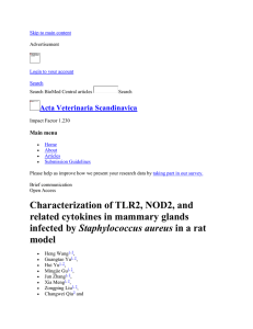 Characterization of TLR2, NOD2, and related cytokines in mammary