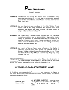 Proclamation - National Military Appreciation Month