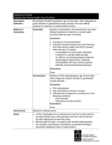 Treatment of Anxiety