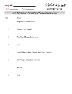 Unit 2 Syllabus: Parallel and Perpendicular Lines
