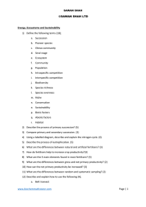 1 Energy, Ecosystems and Sustainability 1) Define the following terms