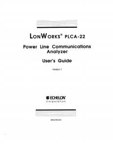 LonWorks PLCA-22 Power Line Communications Analyzer User`s