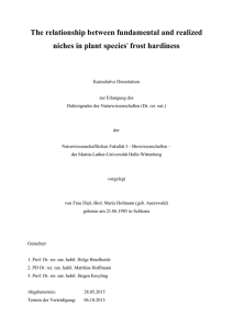 The relationship between fundamental and realized niches in plant