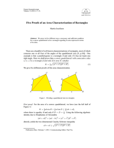 Five Proofs of an Area Characterization of Rectangles