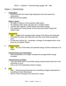 Section 1 – Thermal Energy