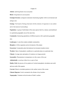 Chapter 42 Abiotic: nonliving factors in an ecosystem Biotic: living