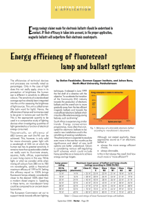 Energy efficiency of fluorescent lamp and ballast systems