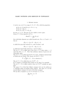 BASIC NOTIONS AND RESULTS IN TOPOLOGY 1. Metric spaces A