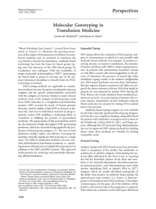 Molecular Genotyping in Transfusion Medicine