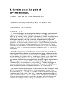 Lidocaine patch for pain of erythromelalgia