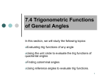 Definitions of Trig Functions of Any Angle